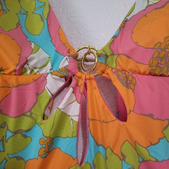 Trina Turk Playa De Flor Flutter Sleeve Maillot One Piece‎ Multicolor Swimsuit - Picture 8 of 13